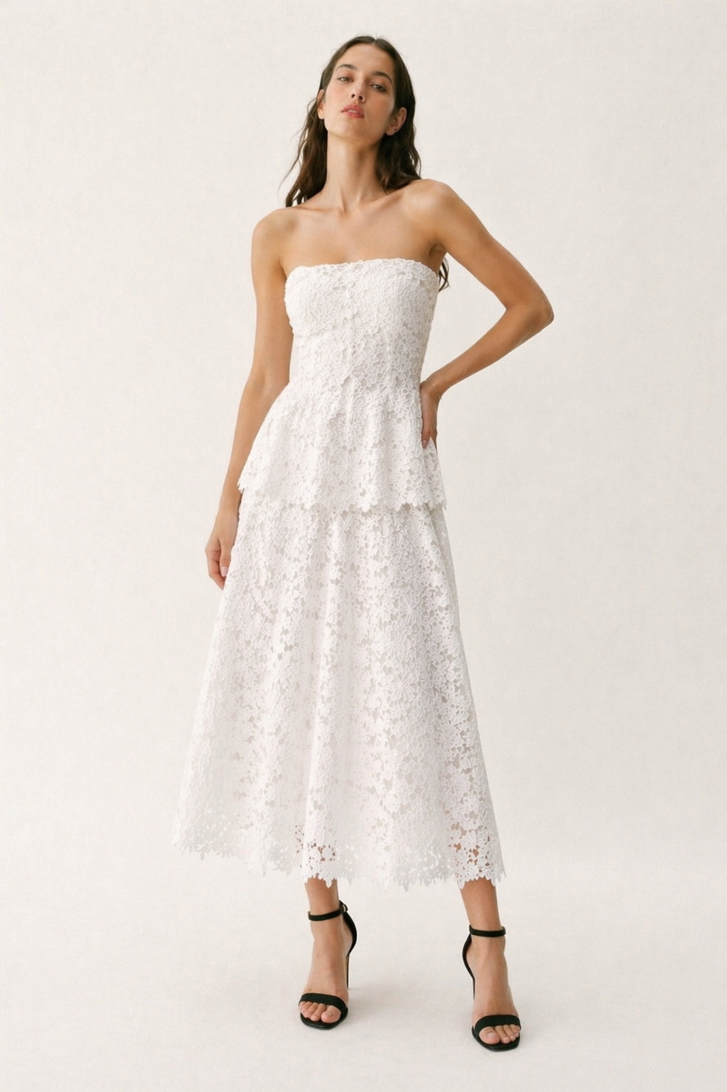 WHITE LACE TOP AND SKIRT SET