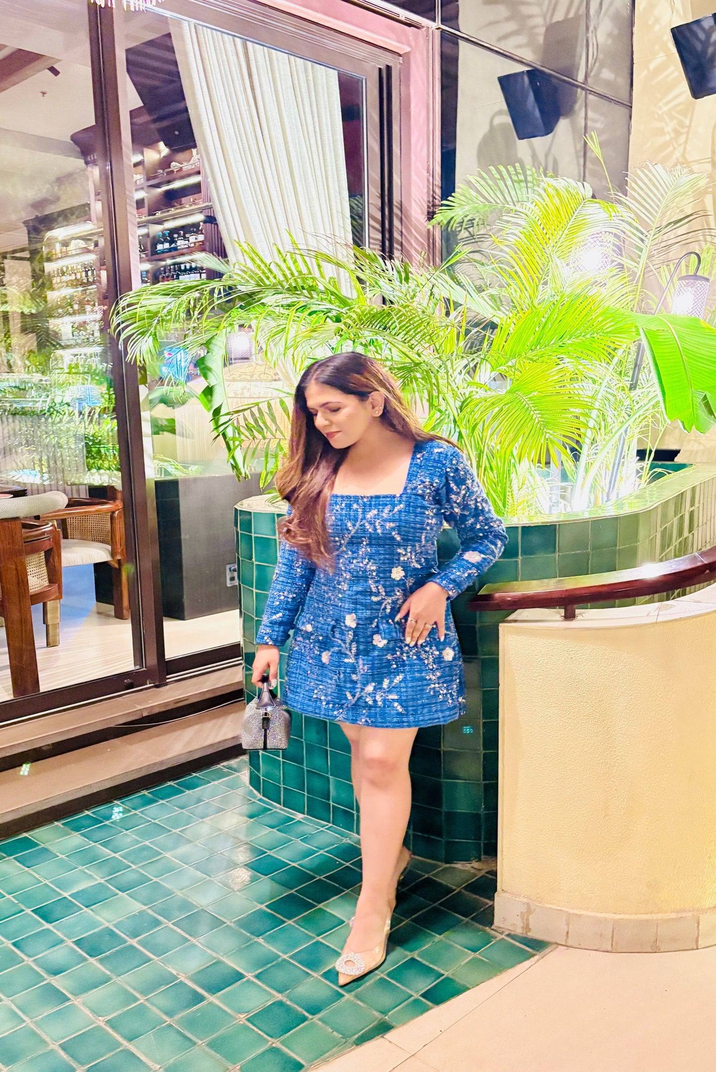 SHORT EMBELLISHED TWEED DRESS