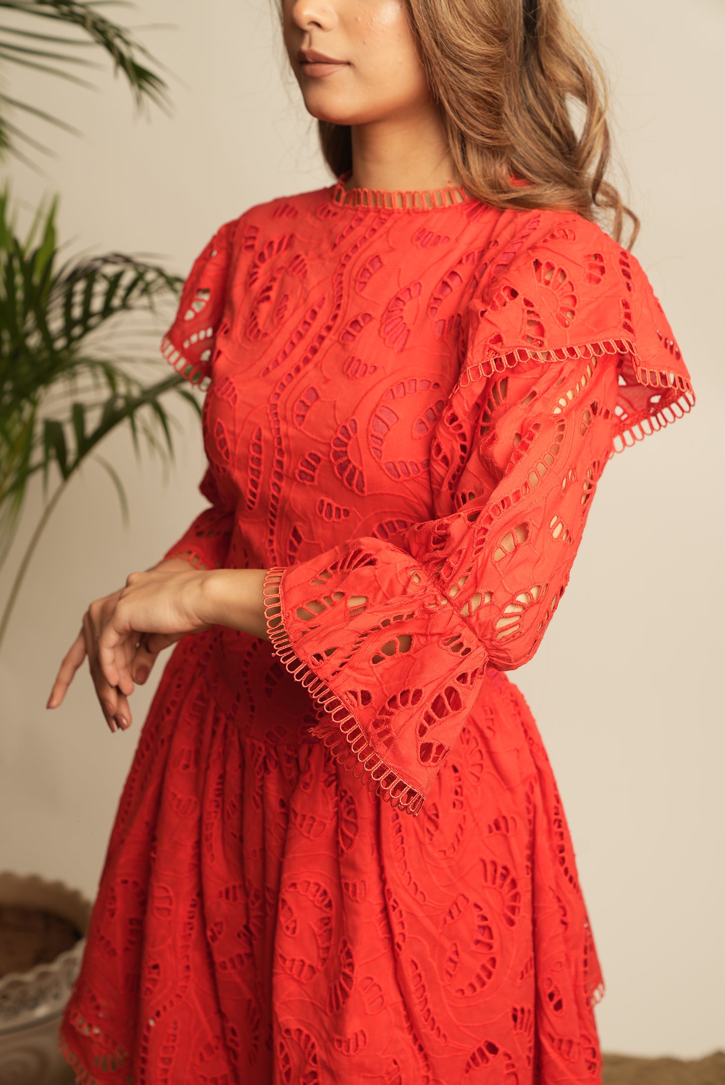 RED SCHIFFLI DRESS