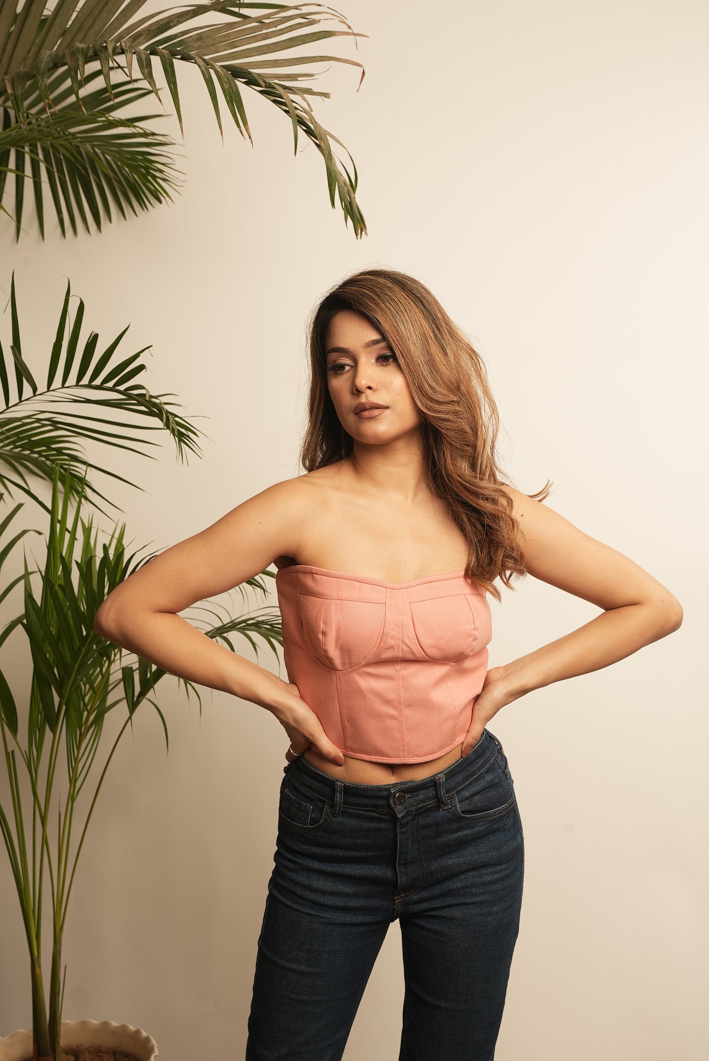 DENIM BUSTIER TOP