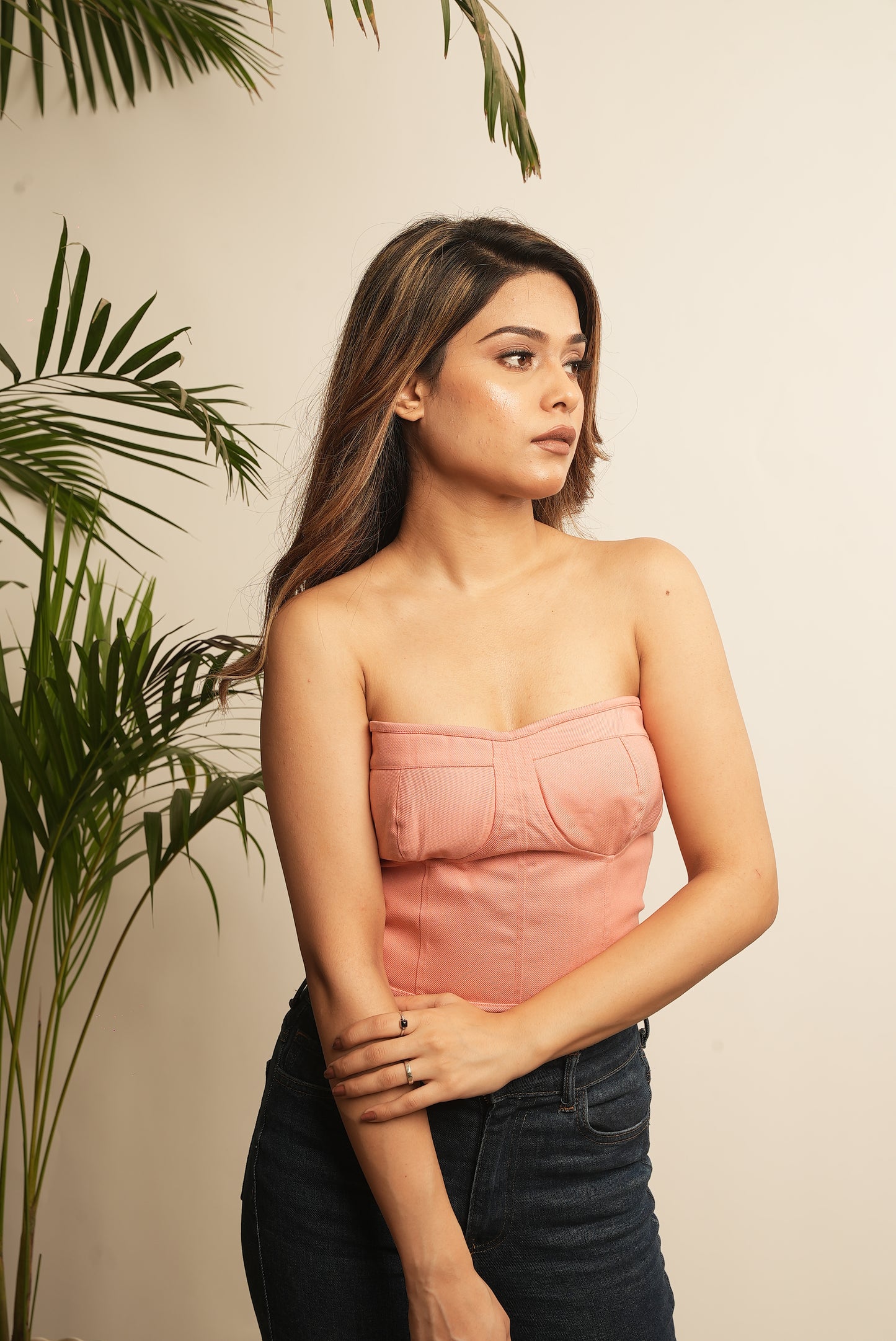 DENIM BUSTIER TOP