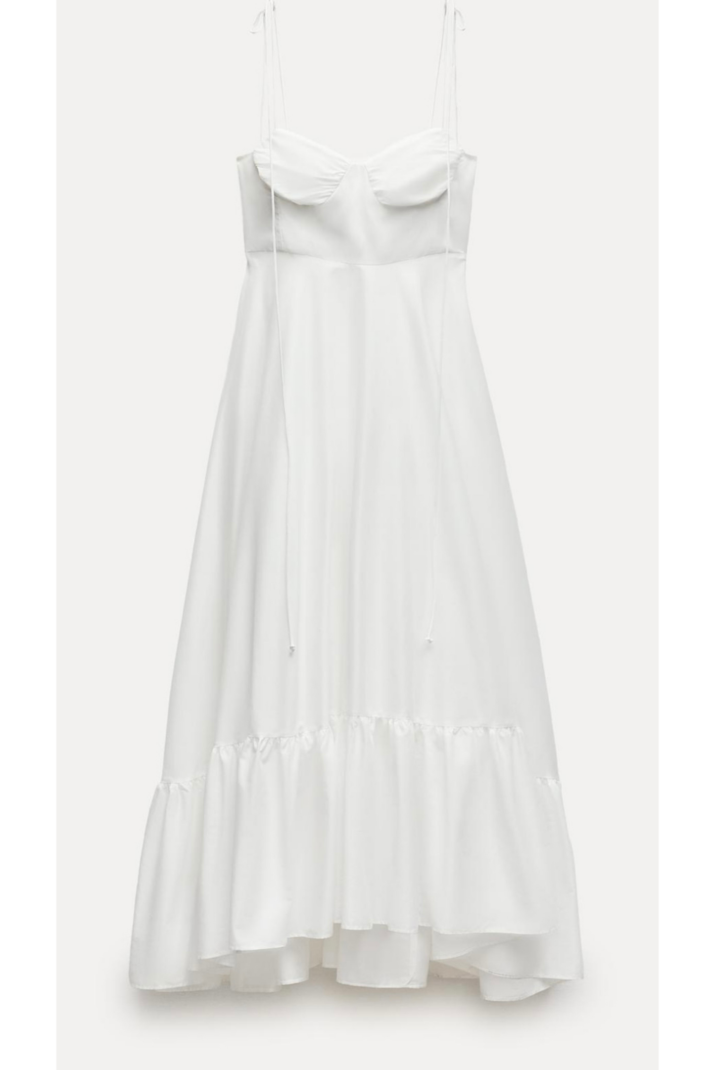 WHITE RUFFLED POPLIN DRESS
