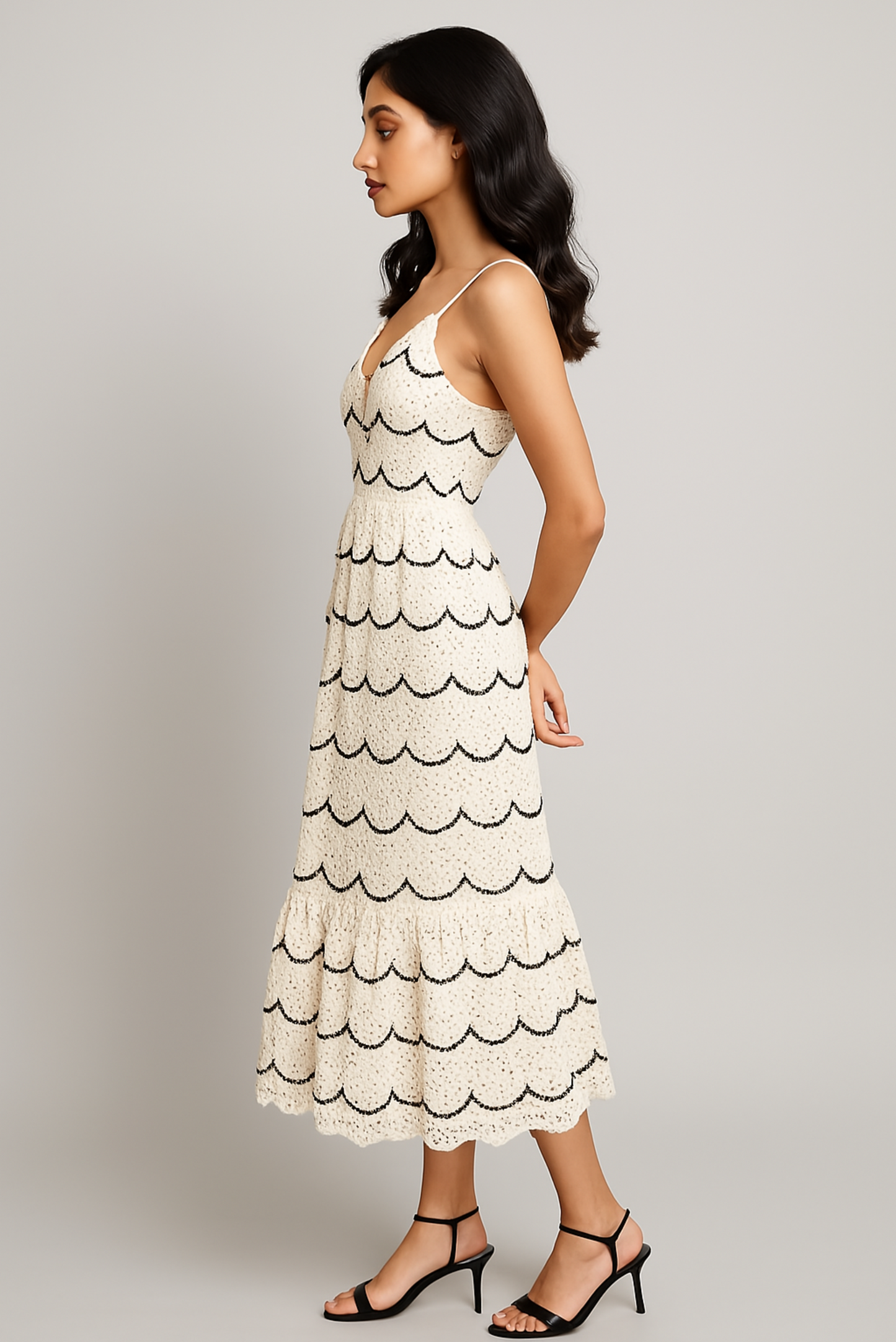 CROCHET MAXI DRESS WITH TIE UP STRAPES