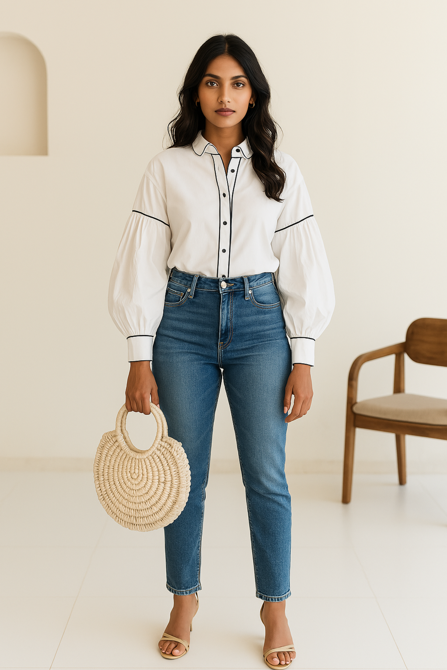 POPLIN SHIRT WITH CONTRAST DETAILING