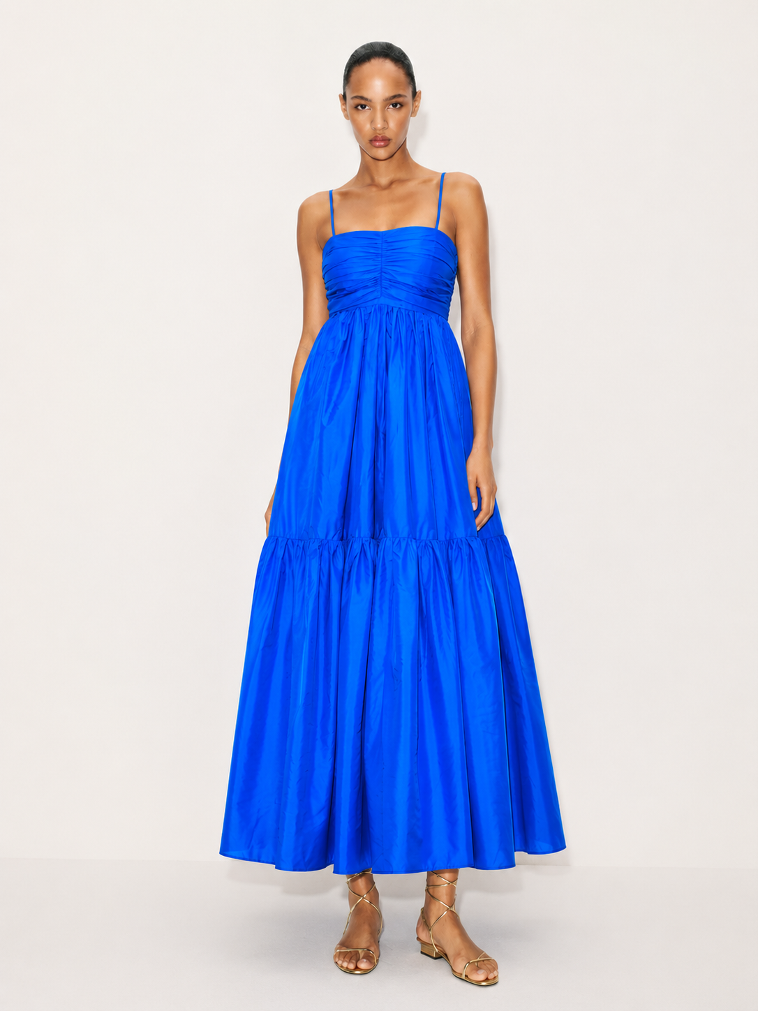BLUE RUFFLED MAXI DRESS