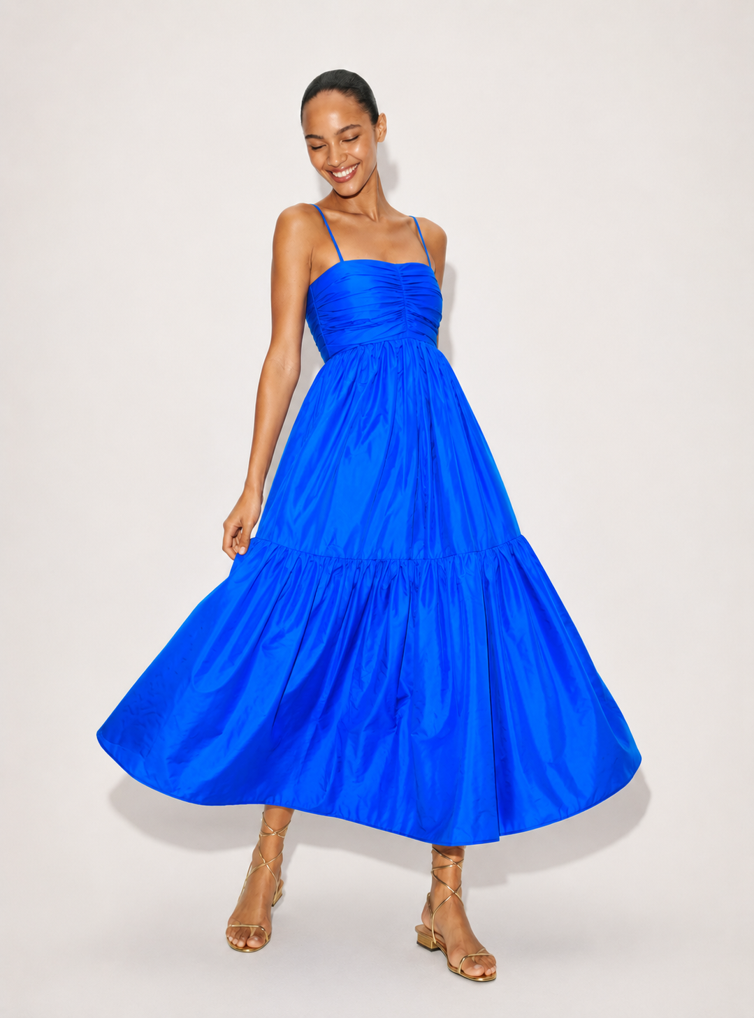 BLUE RUFFLED MAXI DRESS