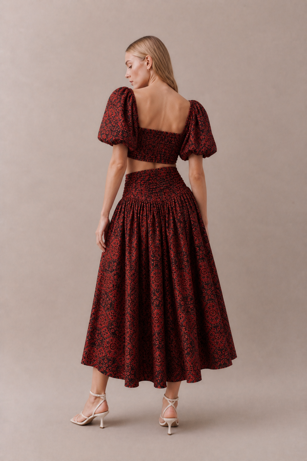 PRINTED MAXI DRESS WITH CUT-OUTS