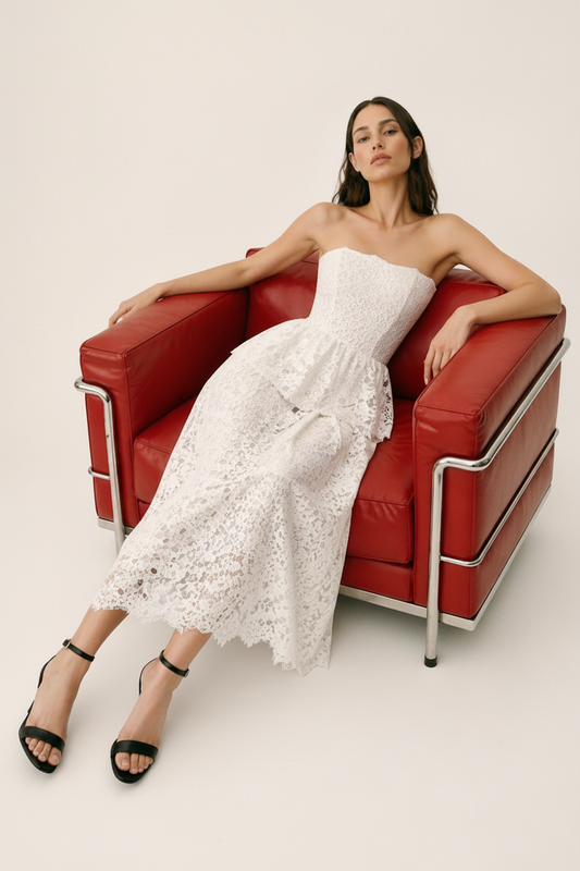 WHITE LACE TOP AND SKIRT SET