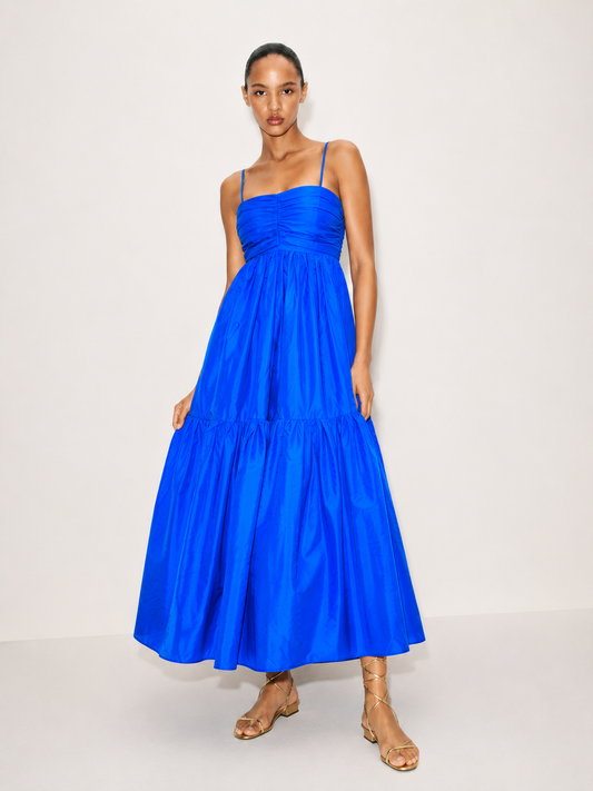 BLUE RUFFLED MAXI DRESS