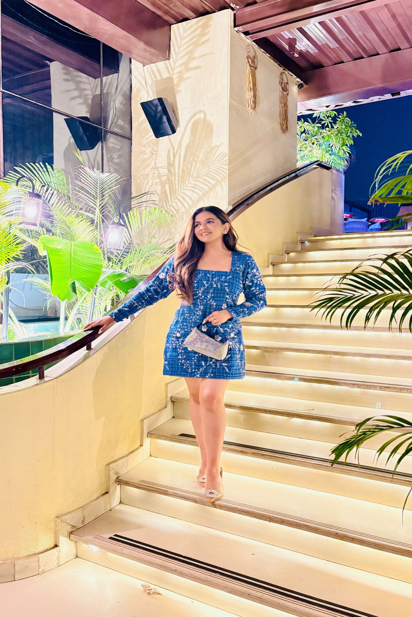 SHORT EMBELLISHED TWEED DRESS