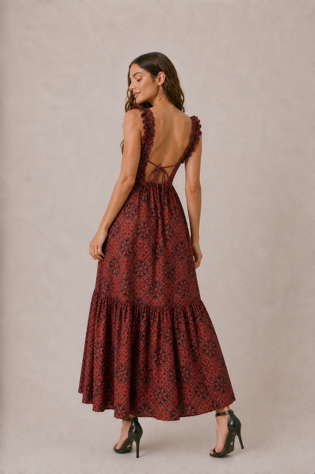 PRINTED MAXI DRESS WITH CUT-OUTS