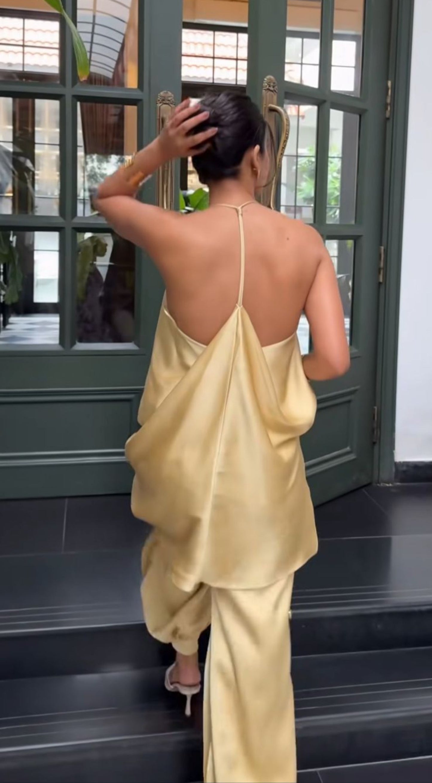 SATIN TOP WITH CUT-OUT BACK