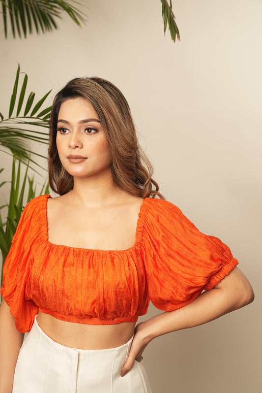 CROP TOP WITH PUFF SLEEVES