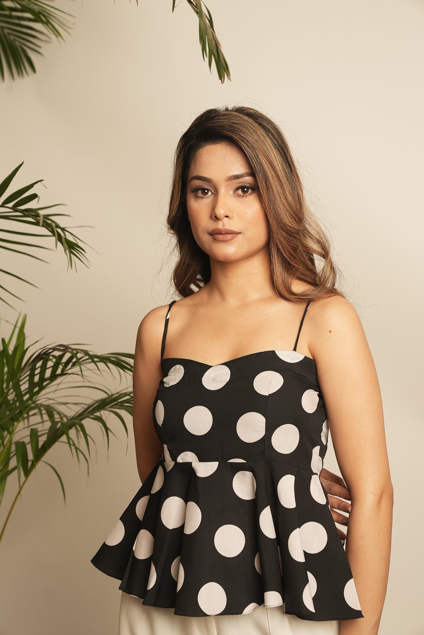 POLKA DOT PEPLUM TOP