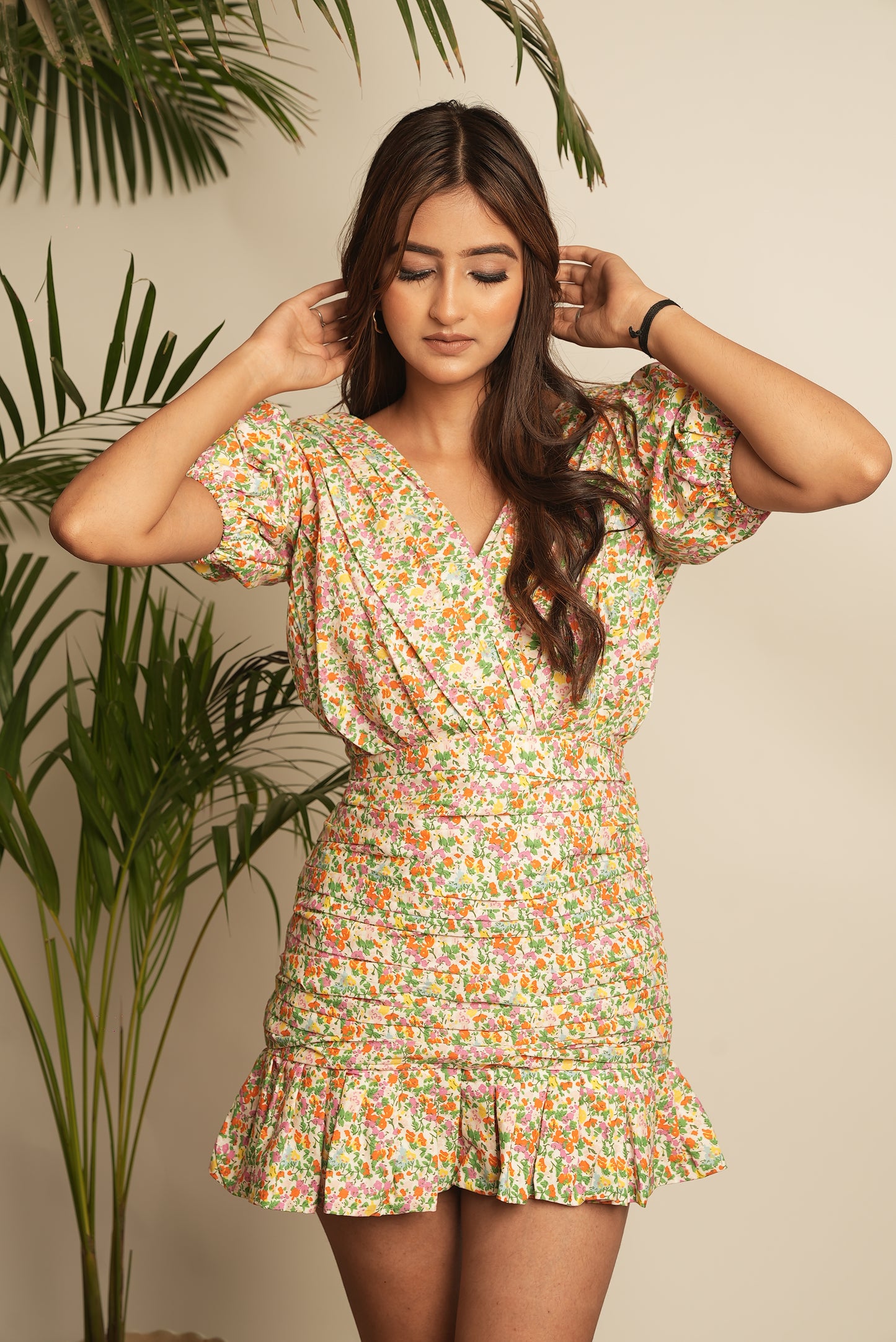 FLORAL PRINTED SHORT DRESS