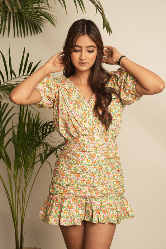 FLORAL PRINTED SHORT DRESS
