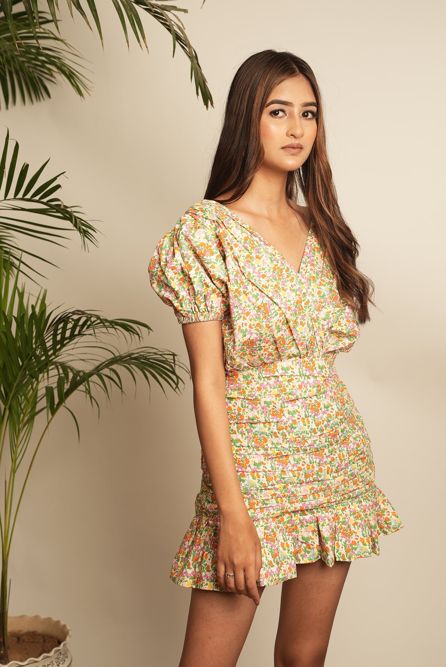 FLORAL PRINTED SHORT DRESS