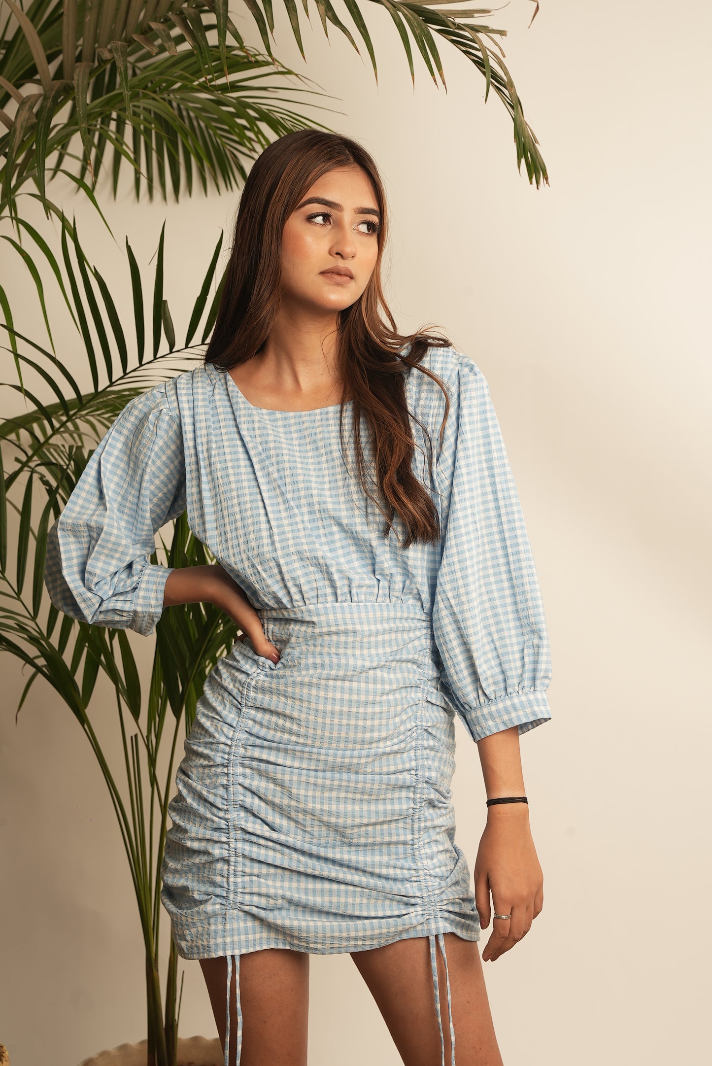 GINGHAM SHORT DRESS