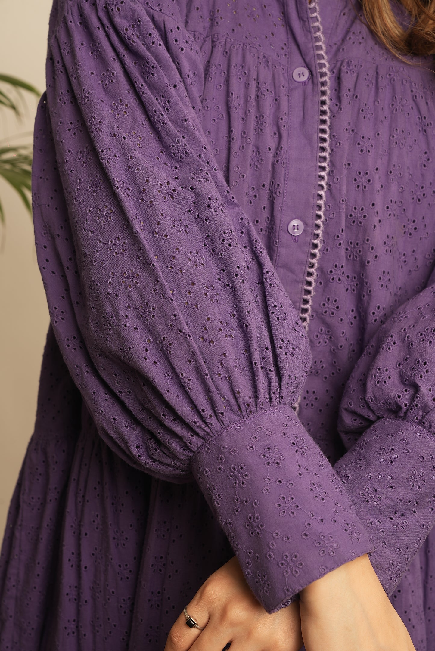 CUT-WORK SHIRT DRESS
