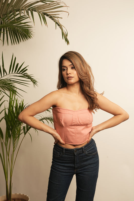 DENIM BUSTIER TOP