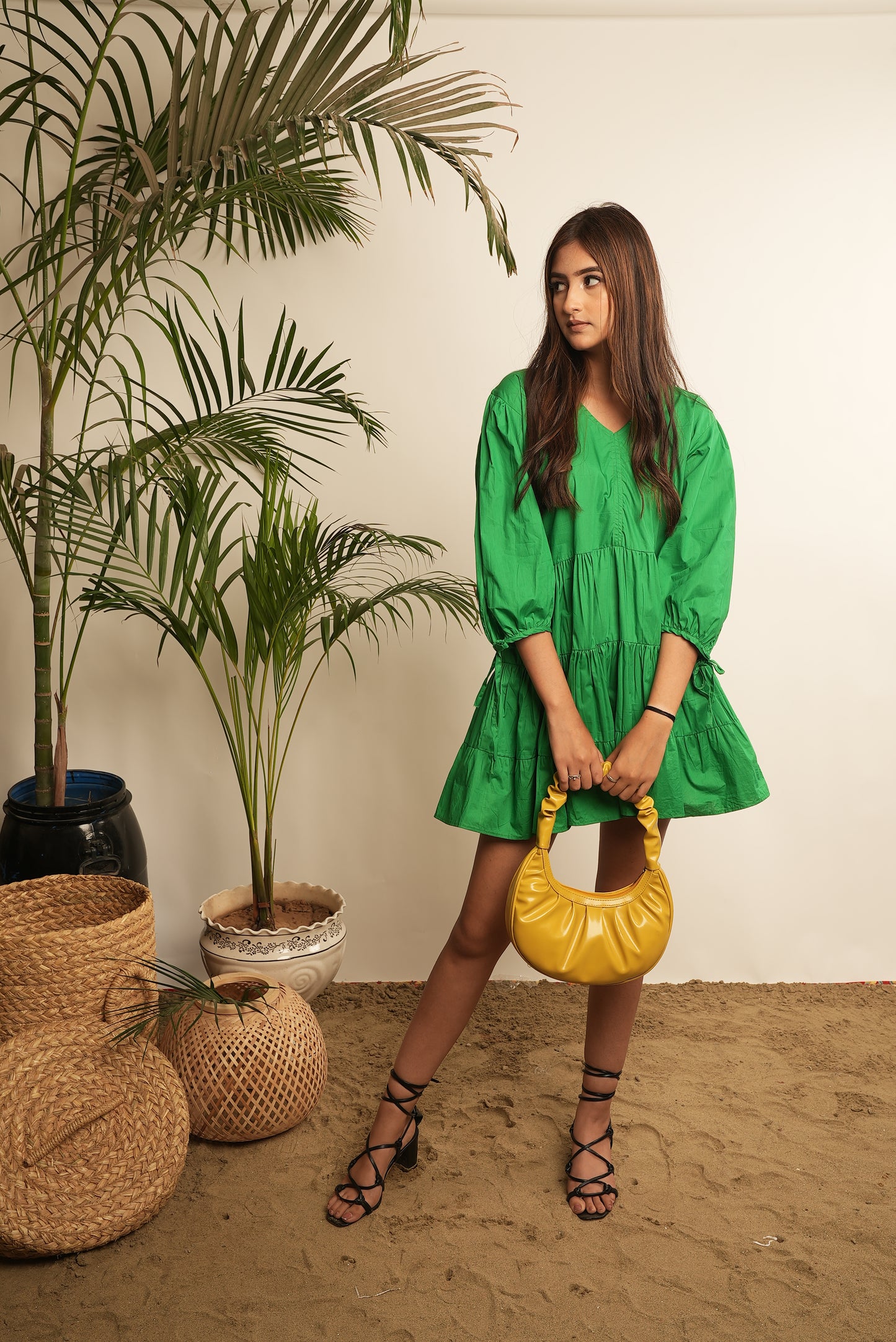 SHORT PANELLED POPLIN DRESS