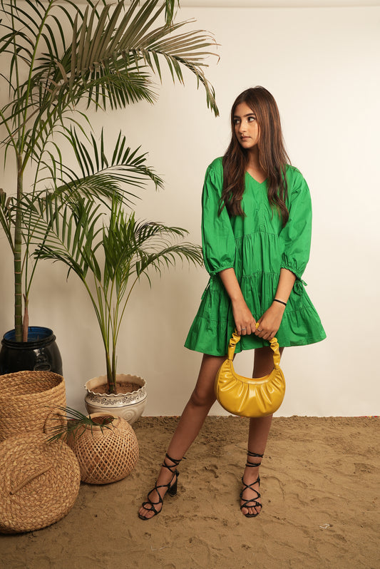 SHORT PANELLED POPLIN DRESS
