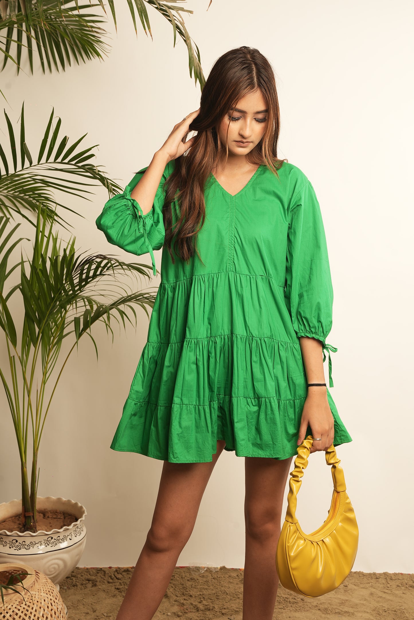 SHORT PANELLED POPLIN DRESS