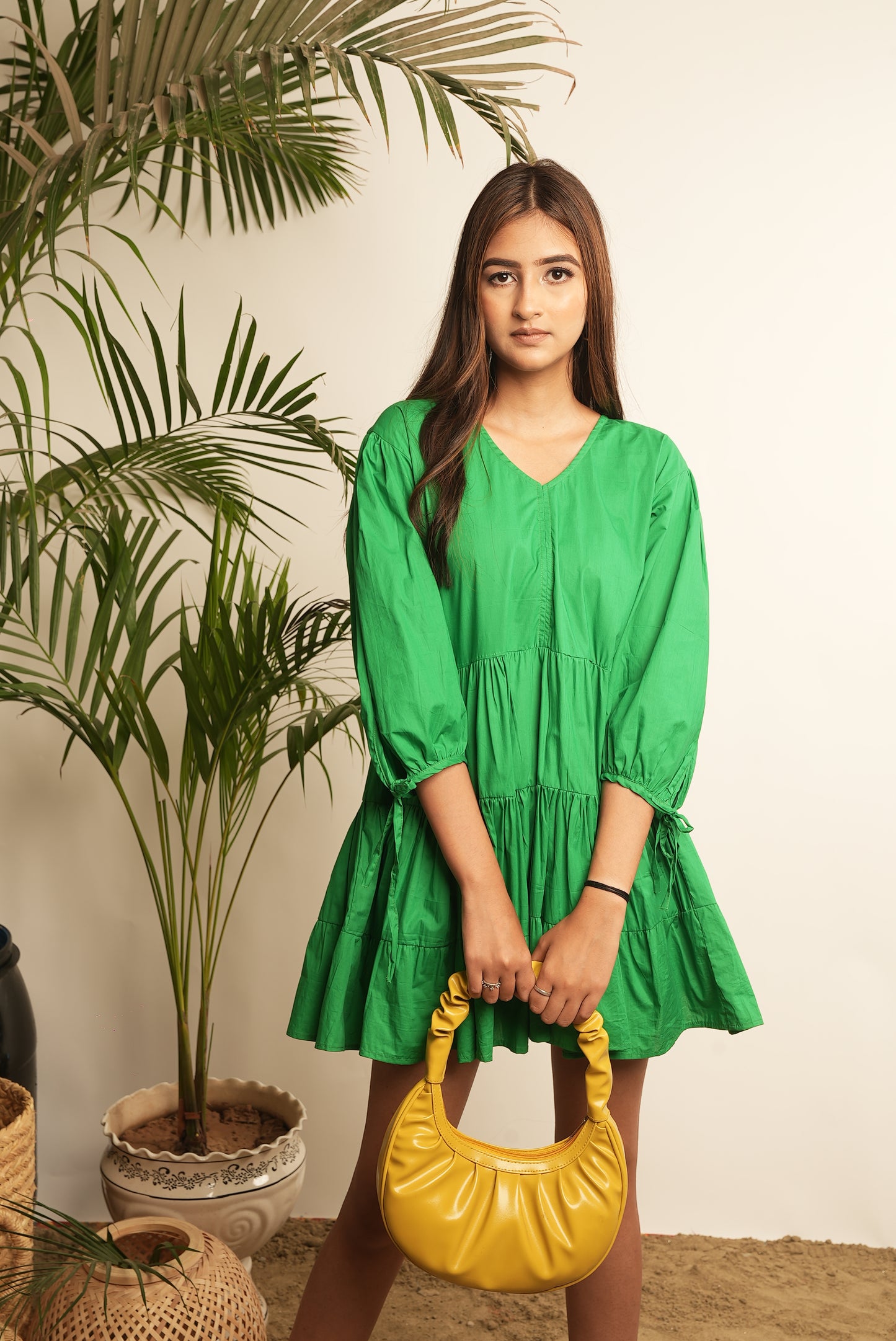 SHORT PANELLED POPLIN DRESS