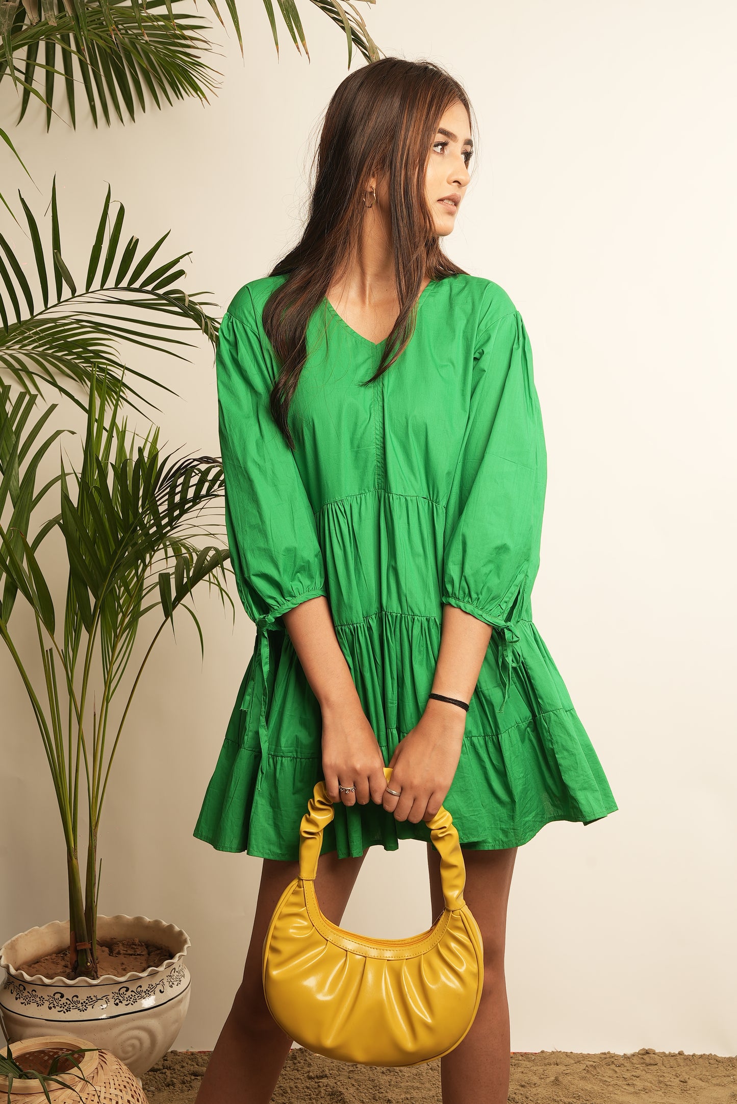 SHORT PANELLED POPLIN DRESS