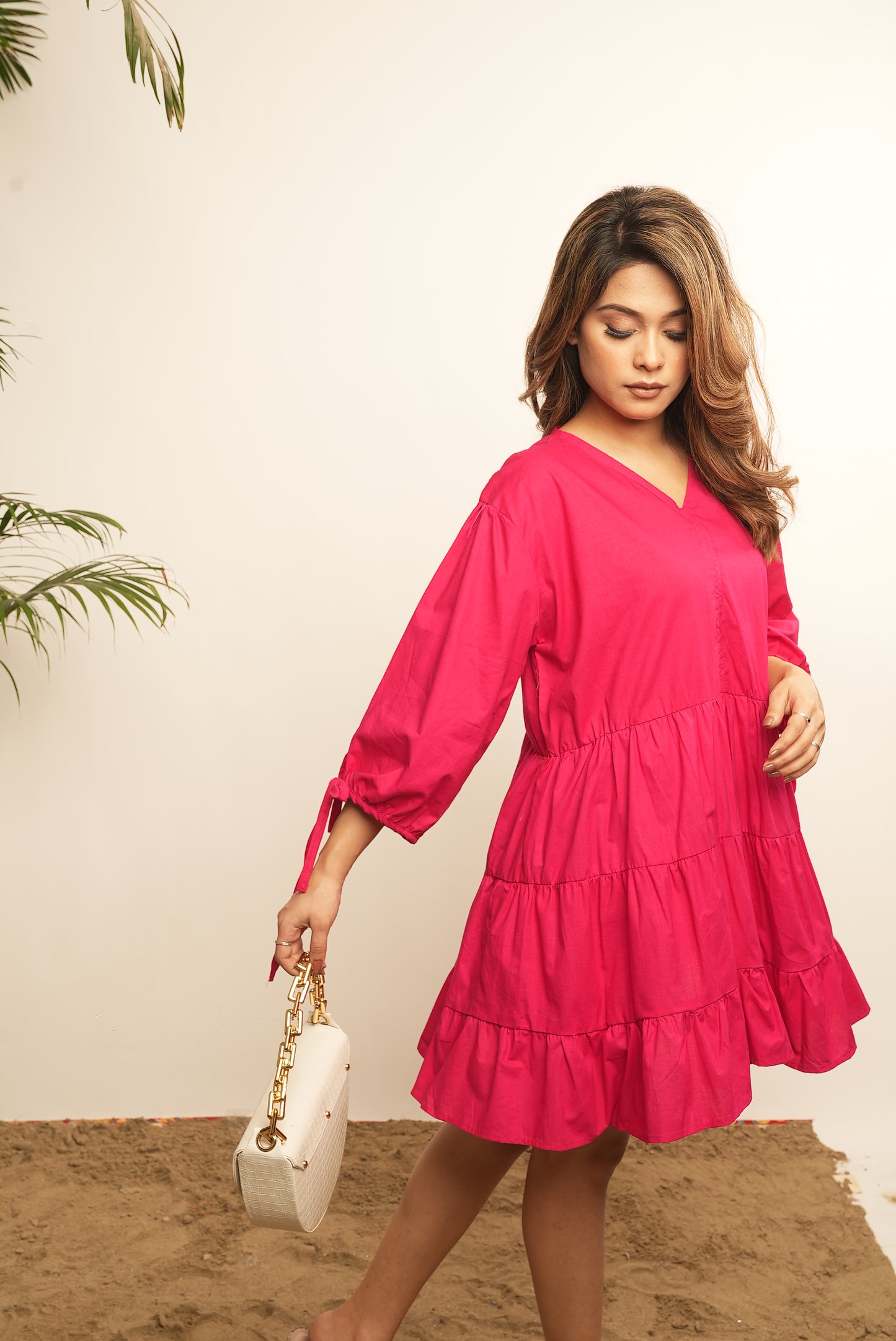 SHORT PANELLED POPLIN DRESS