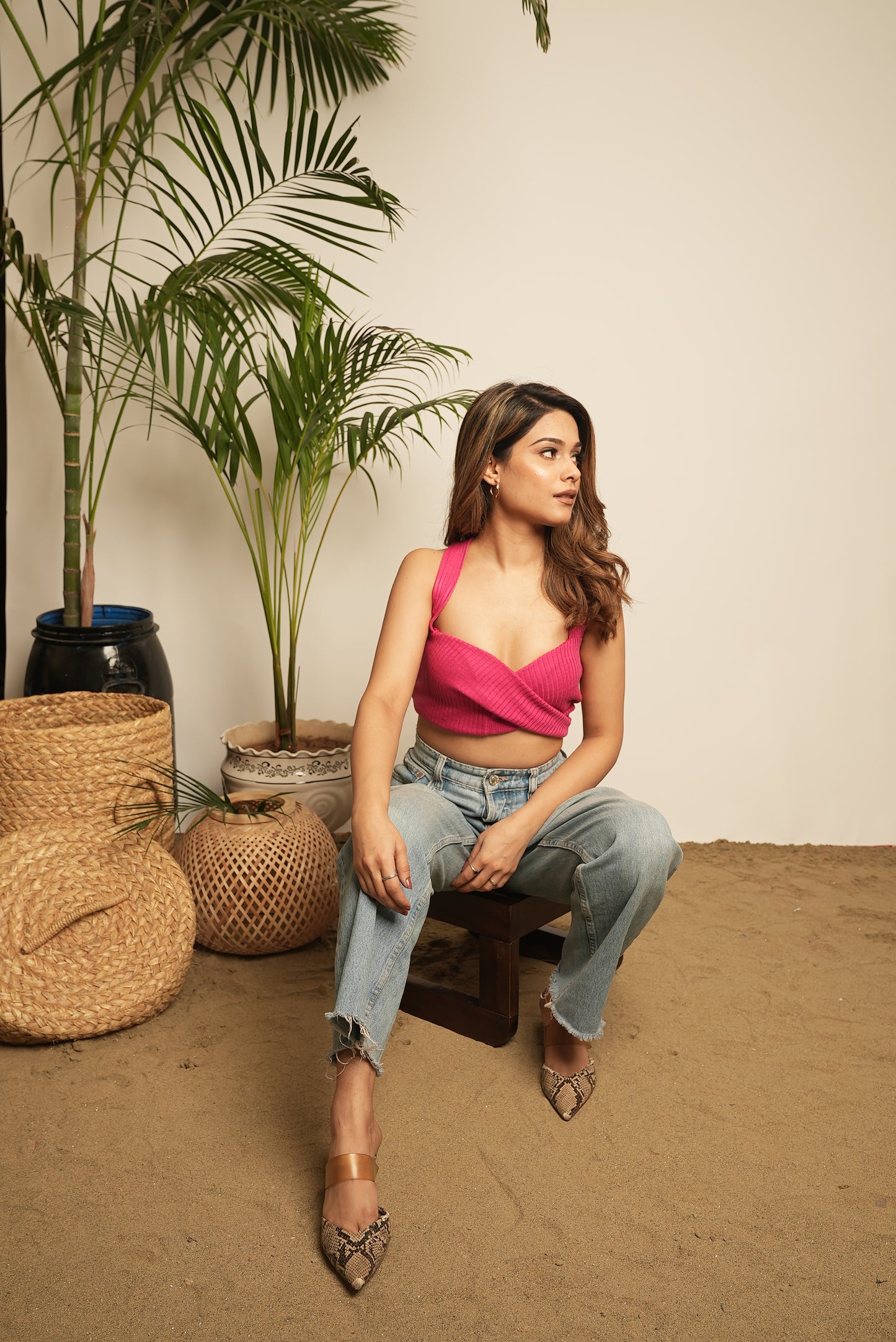 RIBBED CROP TOP WITH OVERLAPPING DETAILING