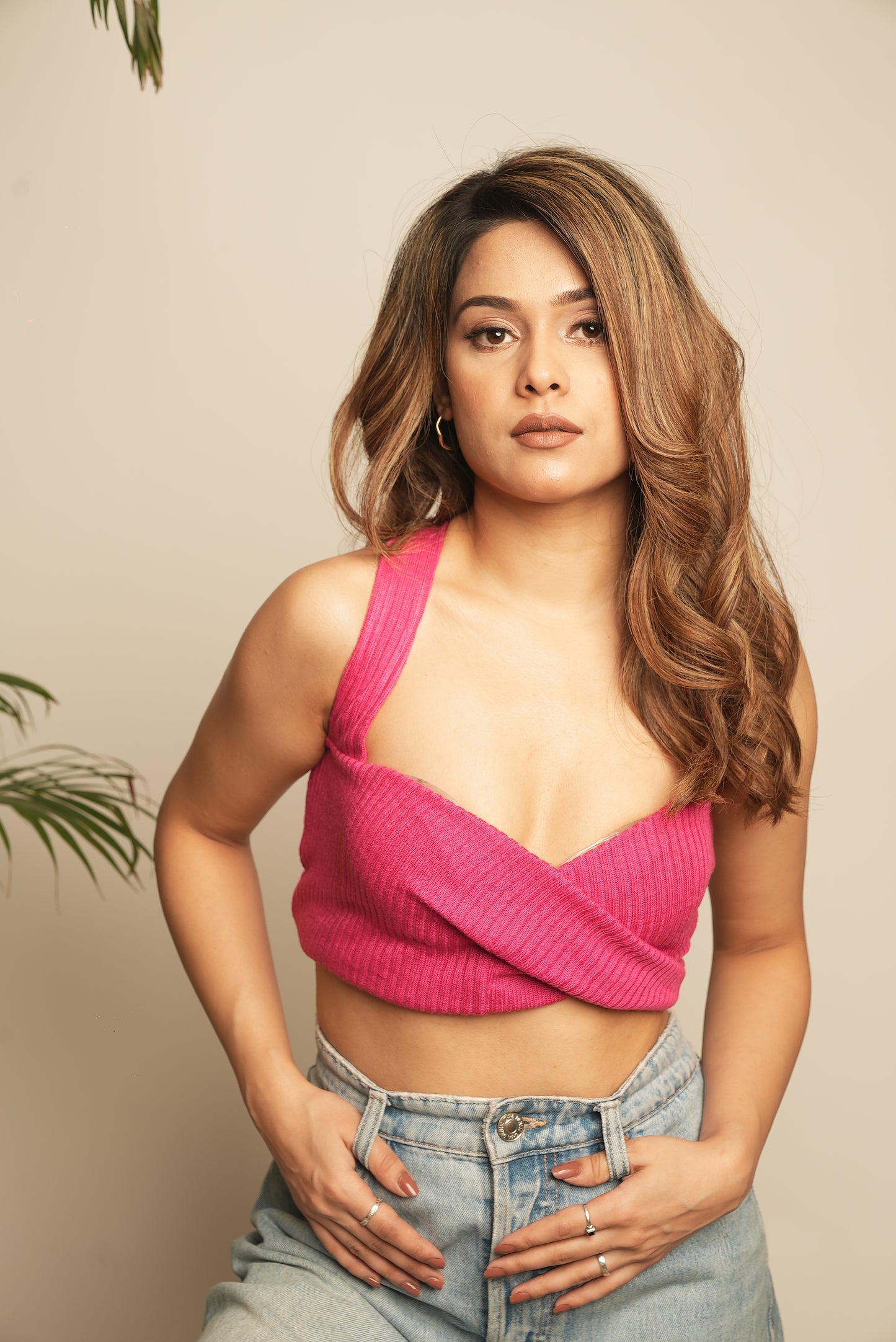 RIBBED CROP TOP WITH OVERLAPPING DETAILING