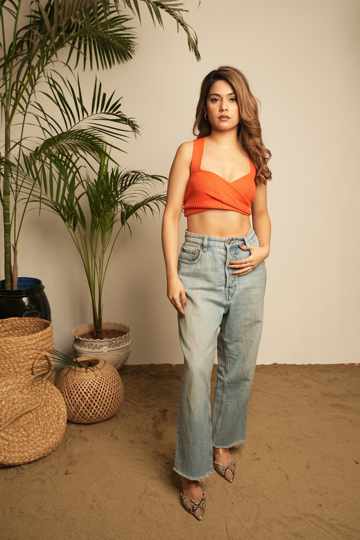RIBBED CROP TOP WITH OVERLAPPING DETAILING