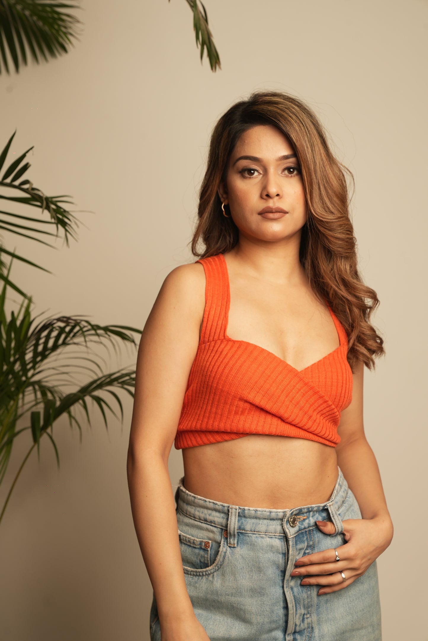 RIBBED CROP TOP WITH OVERLAPPING DETAILING