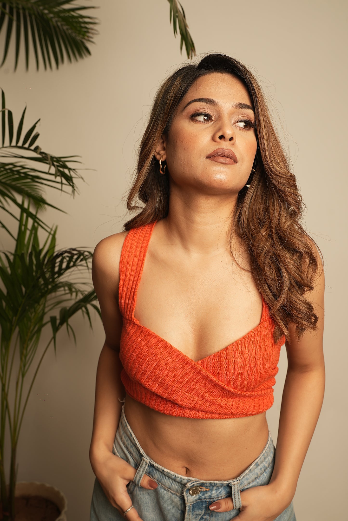 RIBBED CROP TOP WITH OVERLAPPING DETAILING