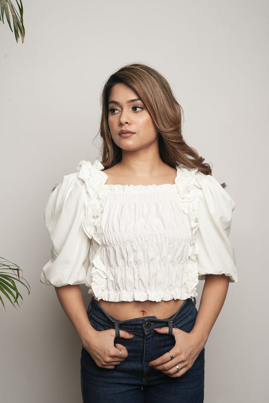 WHITE PUFF SLEEVES TOP