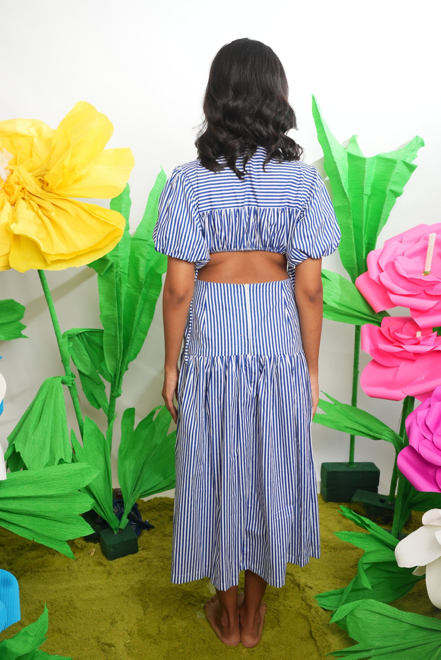 STRIPE CROPPED SHIRT AND MAXI SKIRT SET