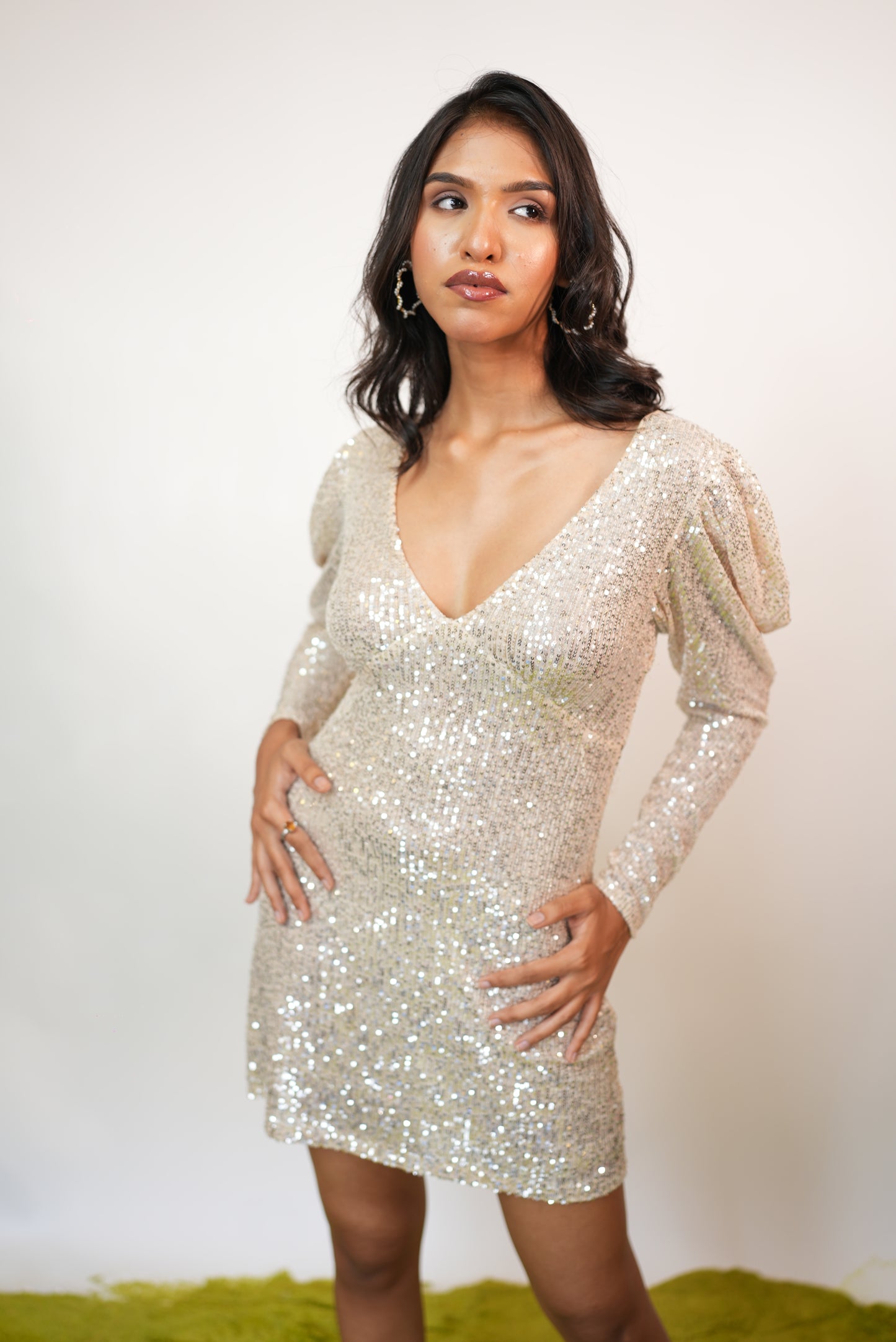 GOLDEN SEQUENCE SHORT DRESS