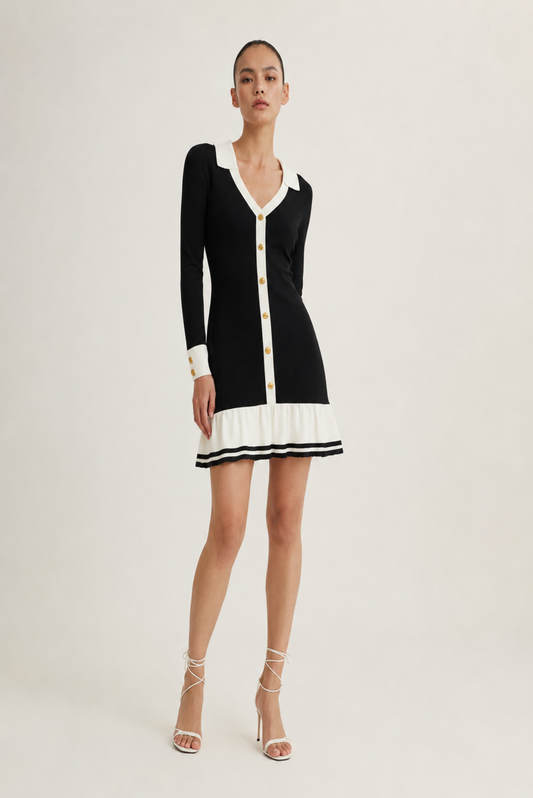 Contrast Frill Mini dress