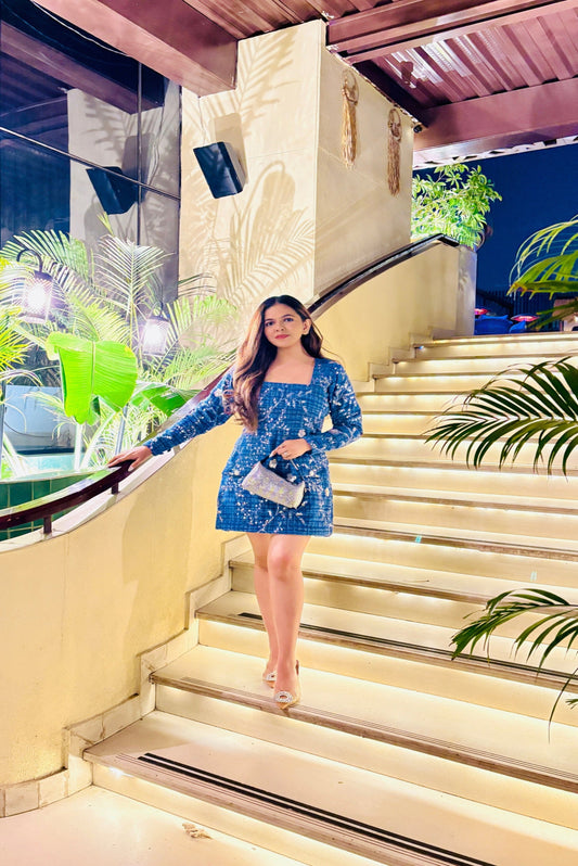 SHORT EMBELLISHED TWEED DRESS