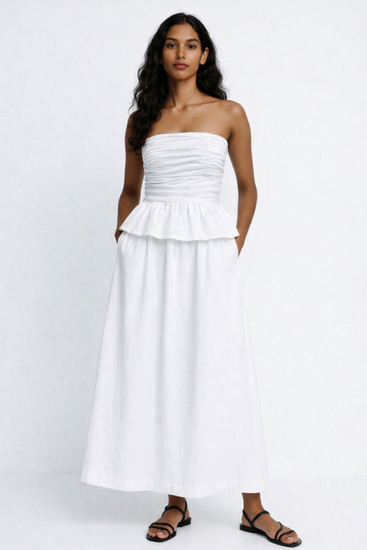 WHITE TOP AND SKIRT SET