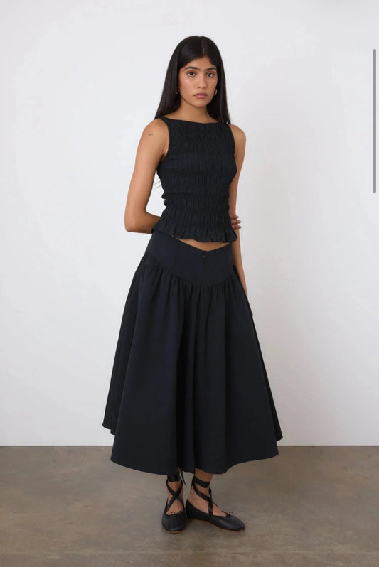 DEBA MIDI SKIRT AND TOP IN BLACK
