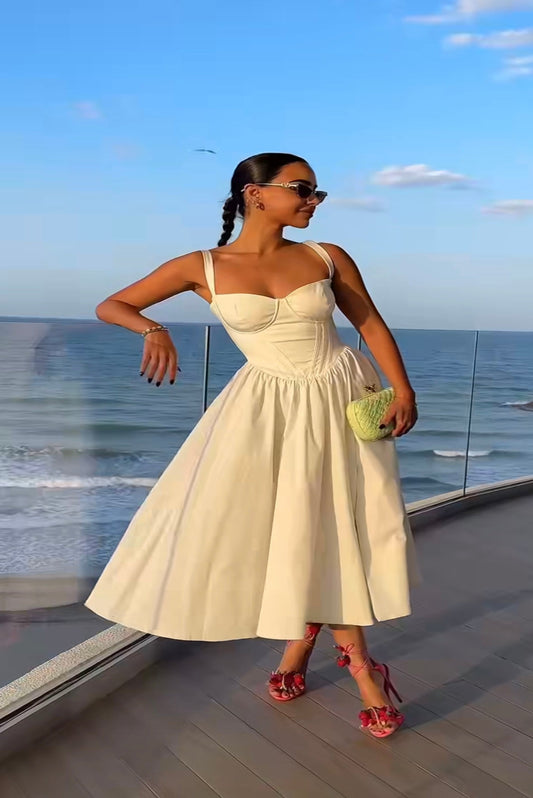 WHITE BUSTIER DRESS