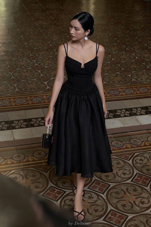 BLACK BUSTIER MAXI DRESS