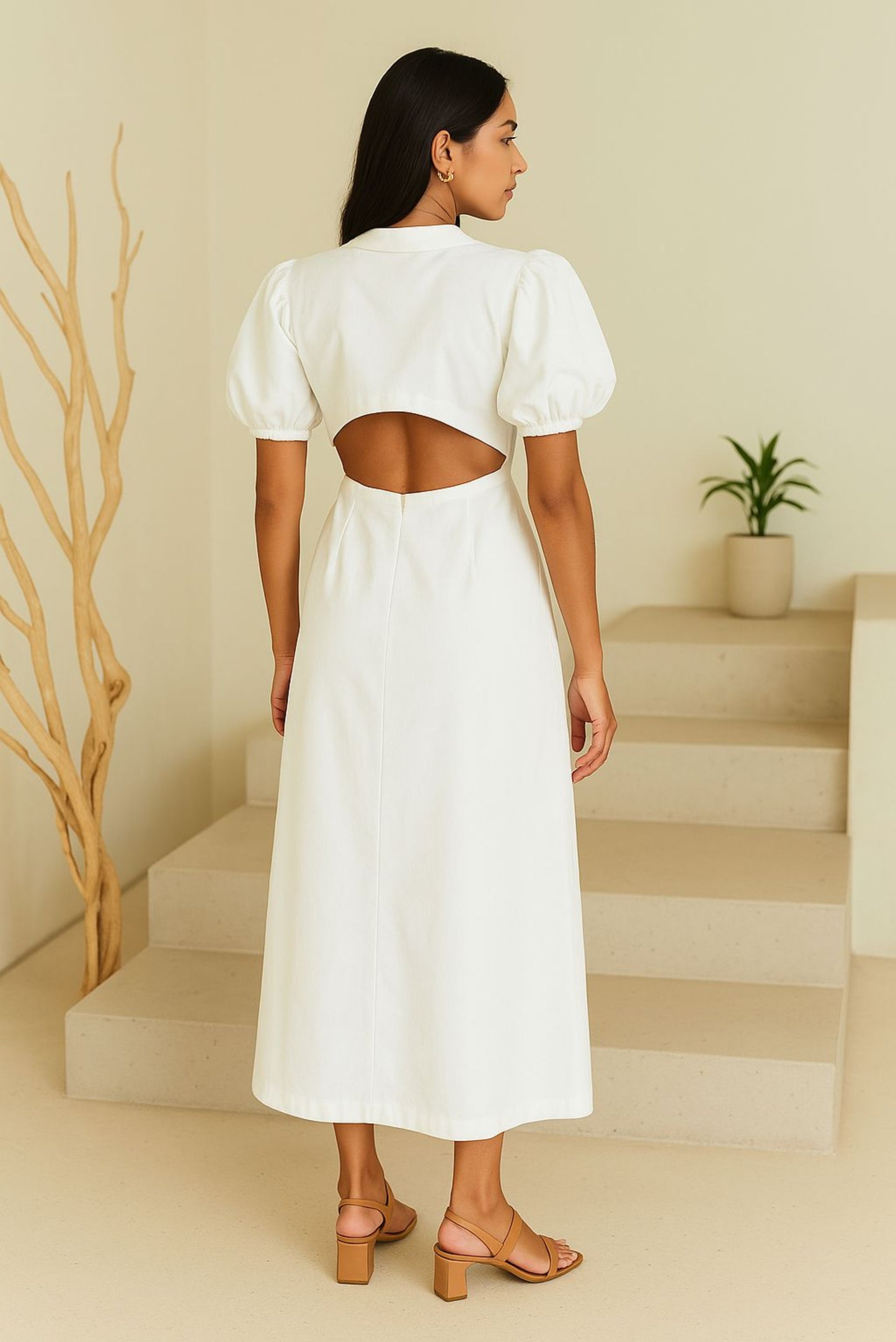 WHITE POPLIN MAXI DRESS