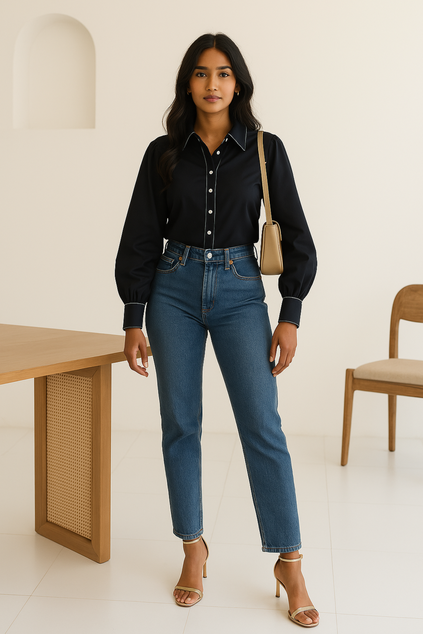 POPLIN SHIRT WITH CONTRAST DETAILING