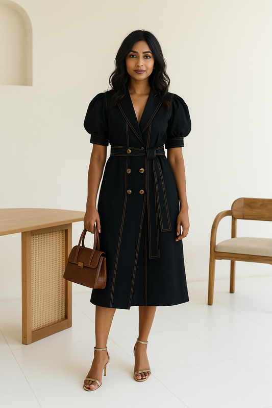 DENIM SHIRT DRESS WITH TIE-UP BELT