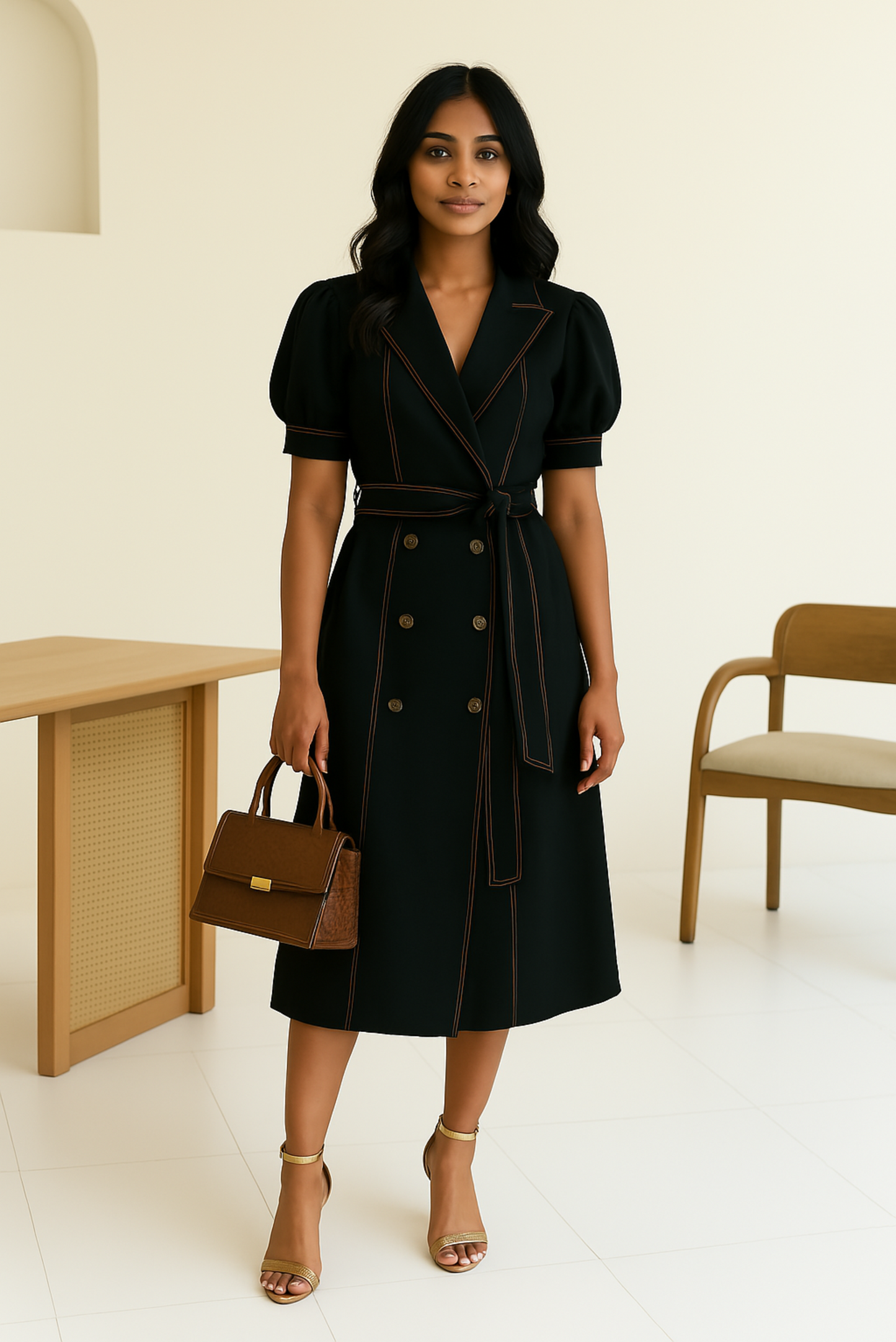 DENIM SHIRT DRESS WITH TIE-UP BELT