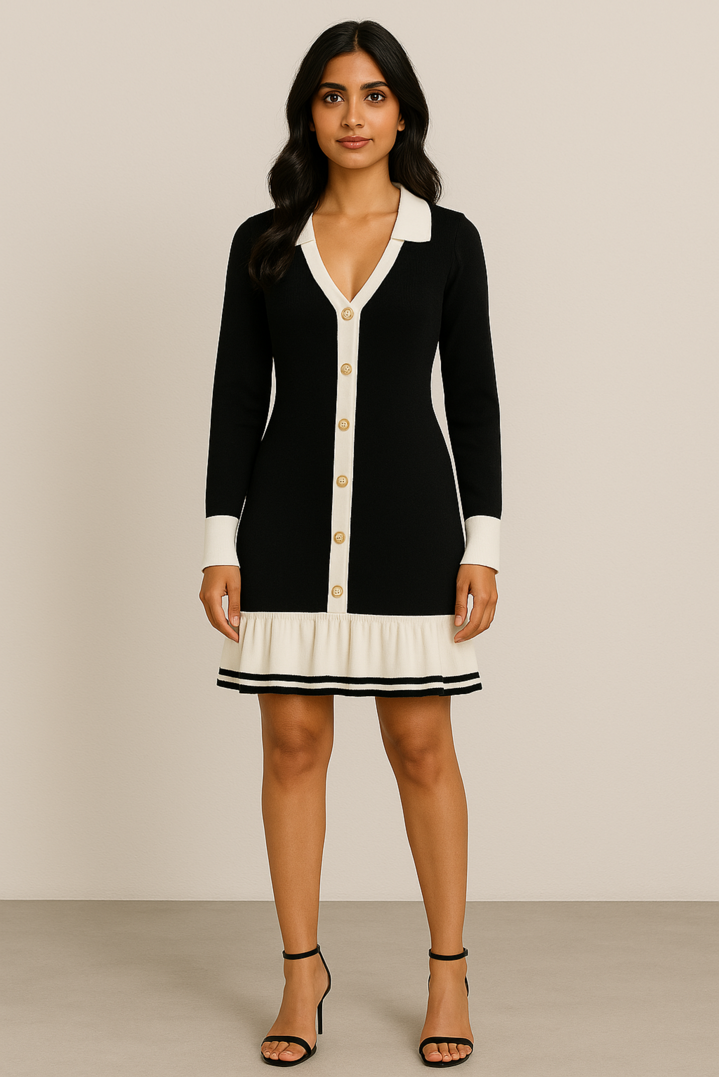Contrast Frill Mini dress