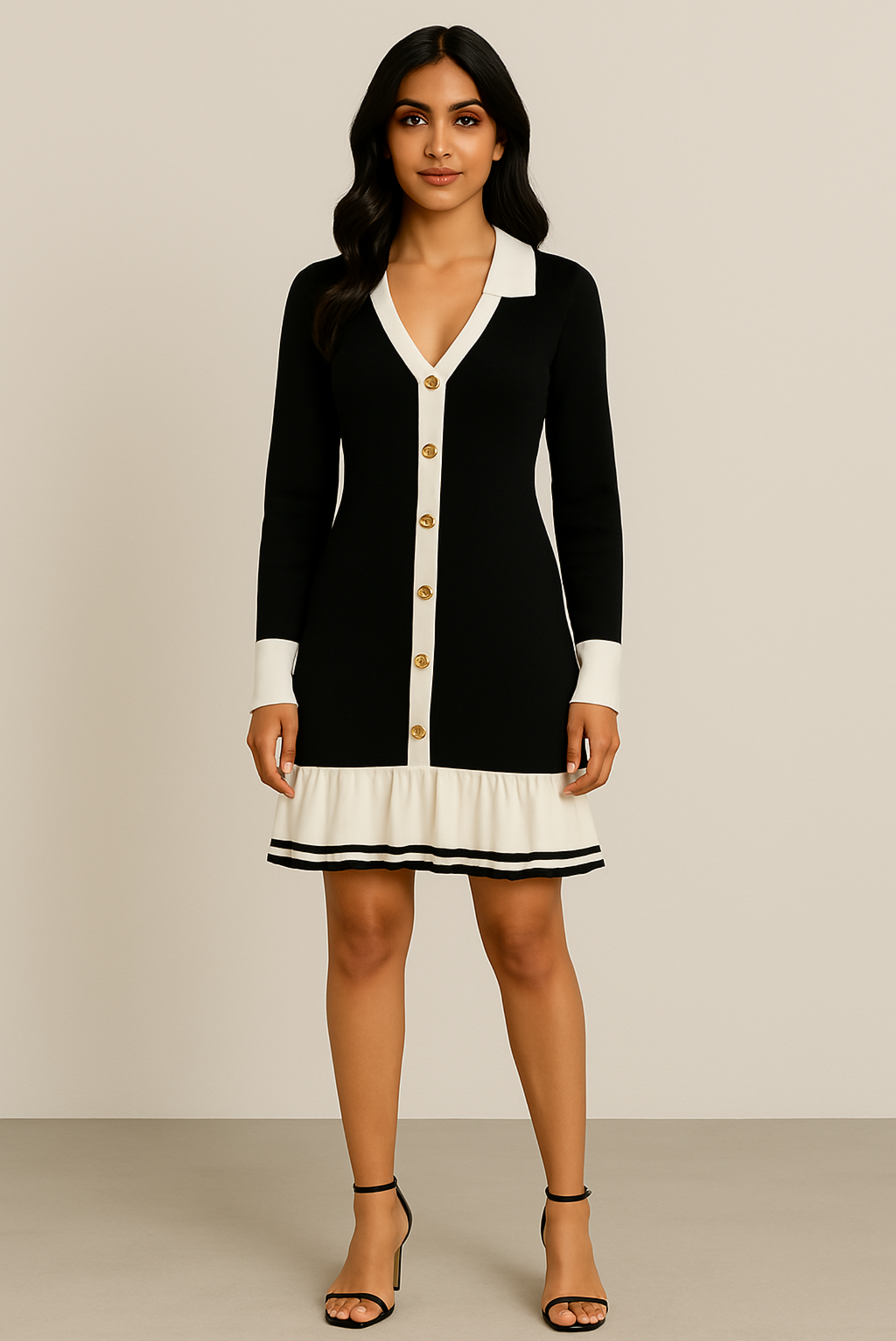 Contrast Frill Mini dress